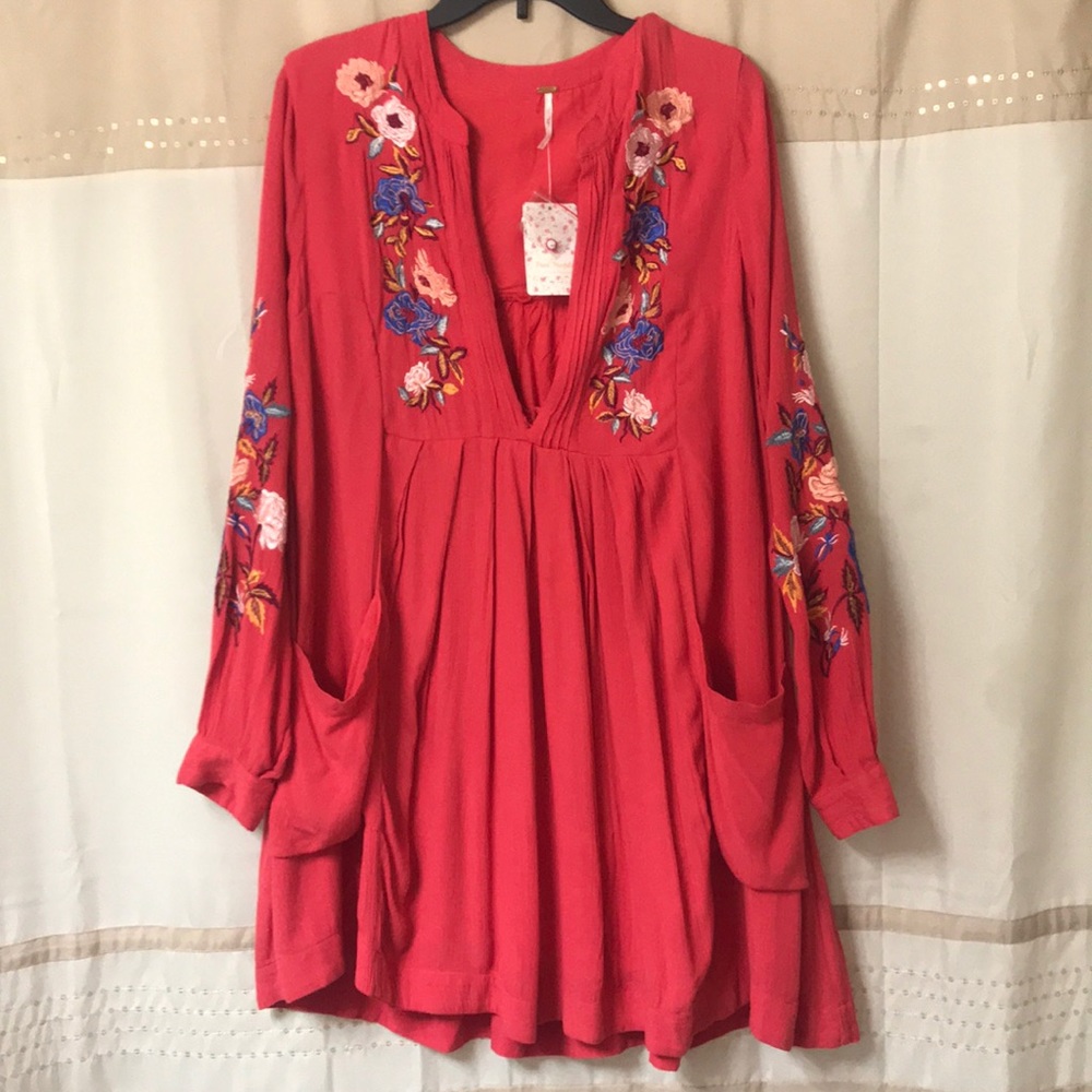 Floral embroidered free people tunic